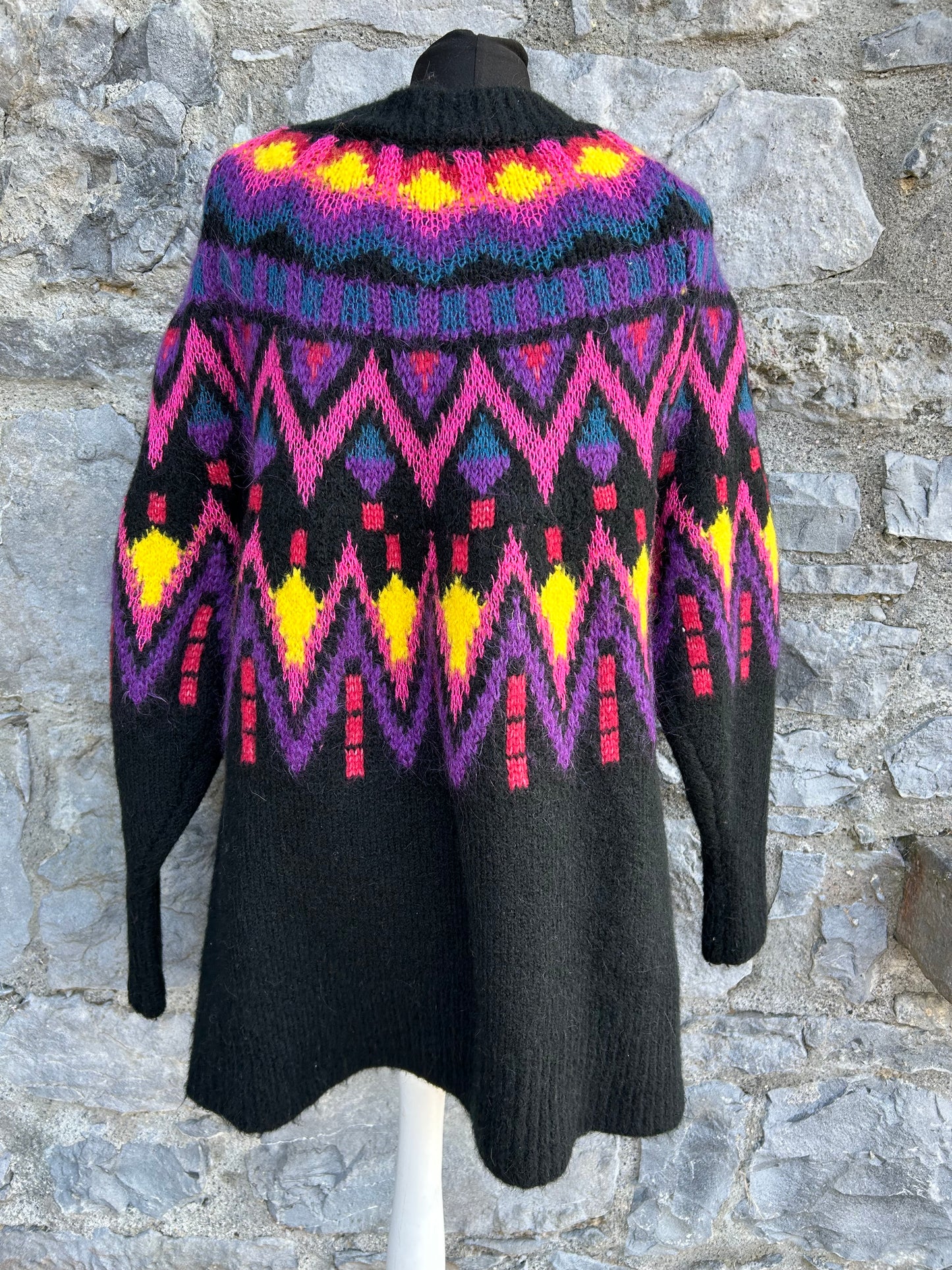 Cable Knit Oversized Long Black Sweater uk 10-12