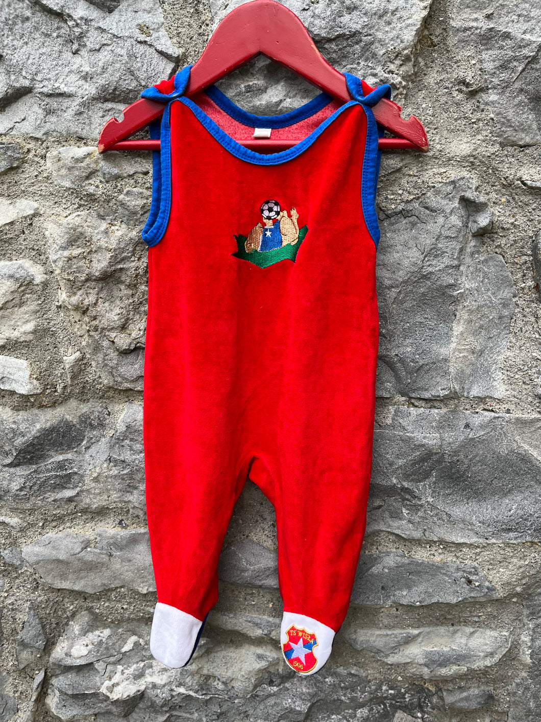 Y2K red velour dungarees  3-6m (62-68cm)