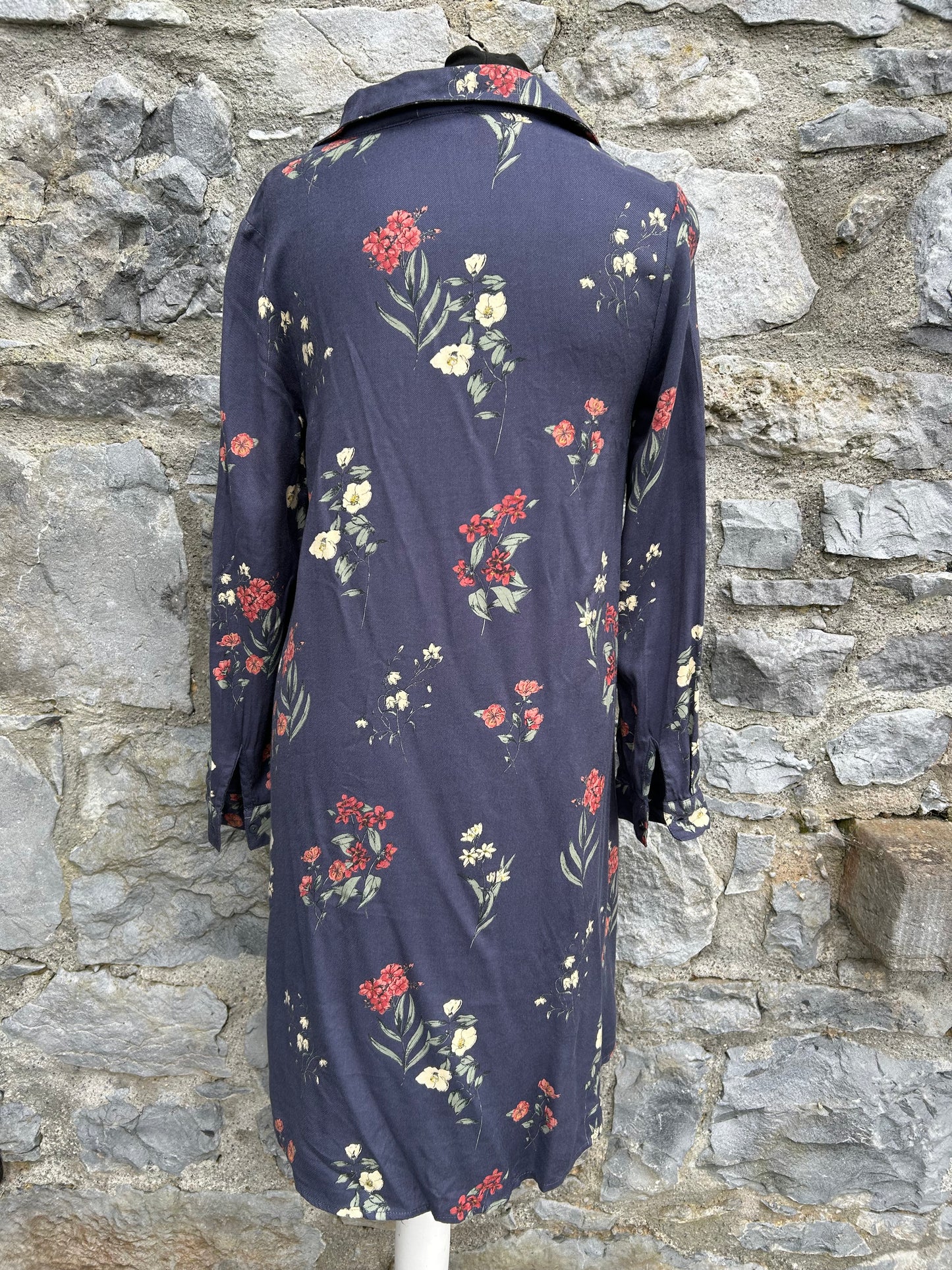 Navy floral shirt dress uk 8