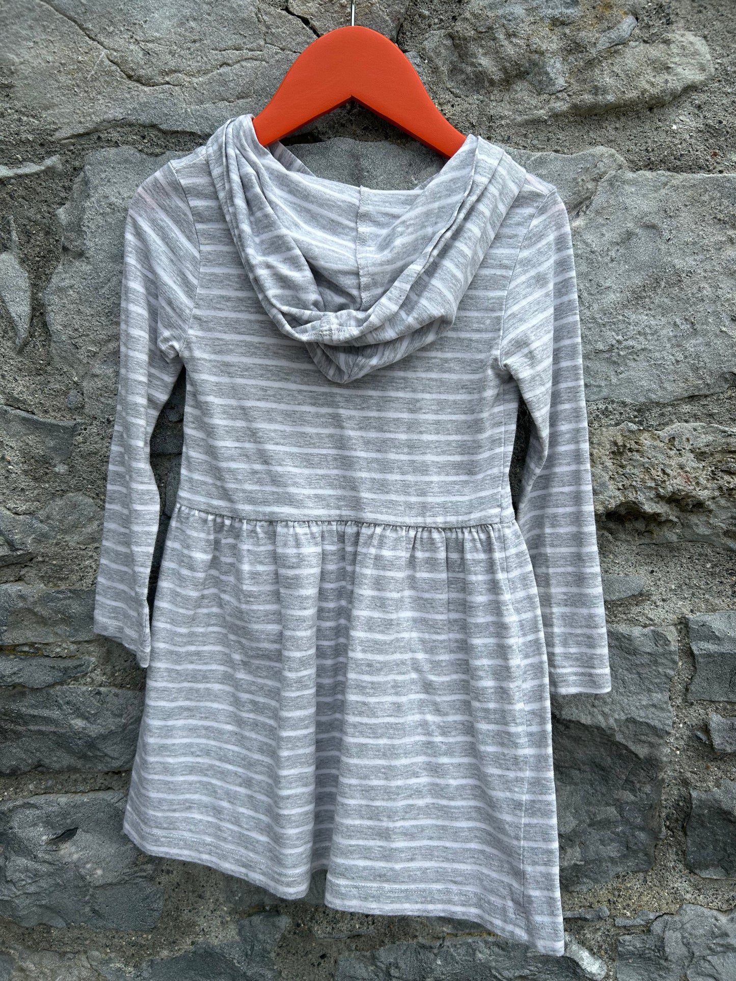 Grey stripy hooded dress  3-4y (98-104cm)