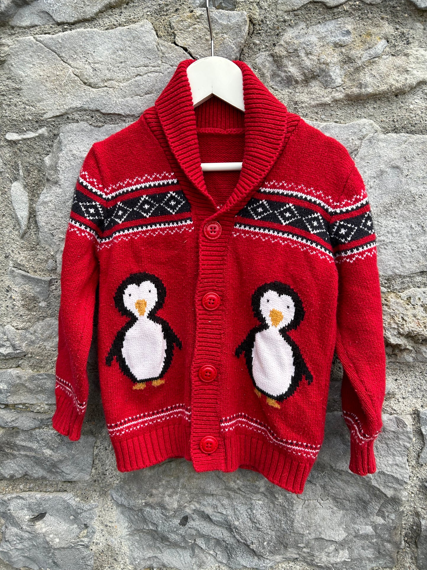 Penguin red cardigan  3-4y (98-104cm)