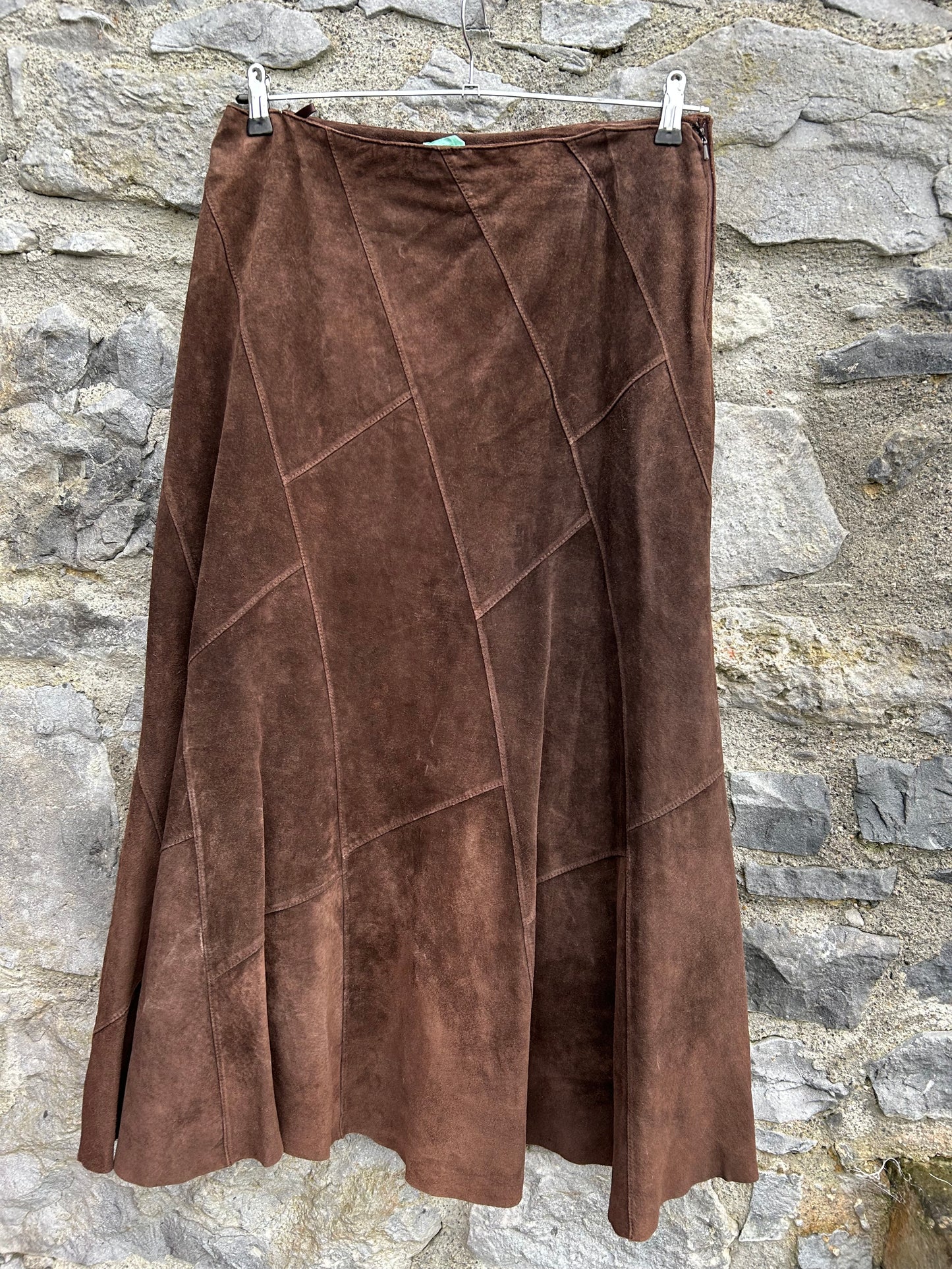 90s brown suede maxi skirt uk 12-14
