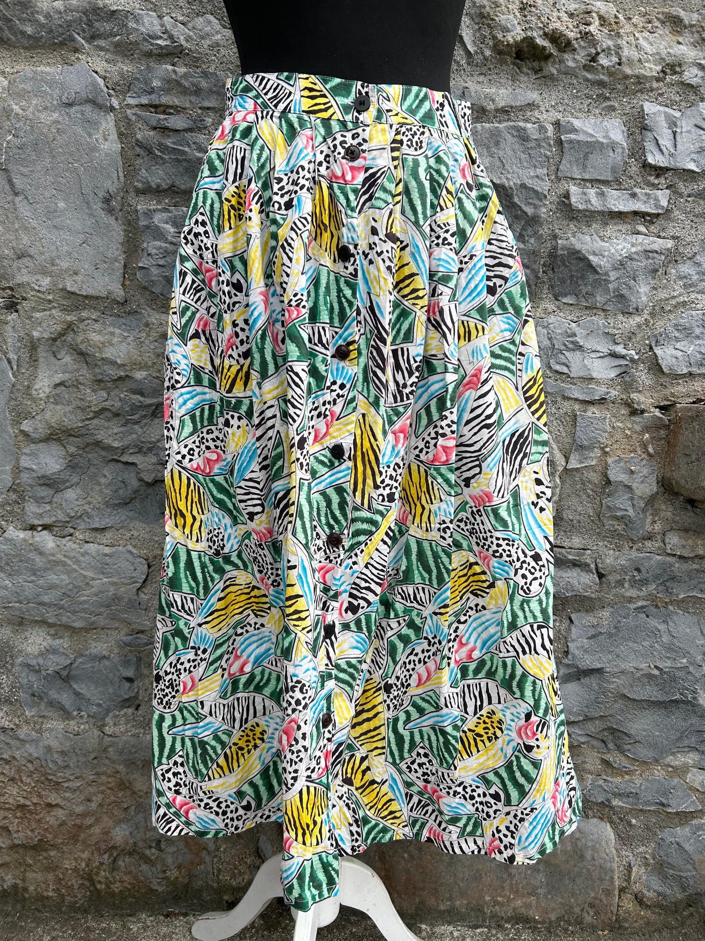 80s tropical leaves skirt uk 8-10