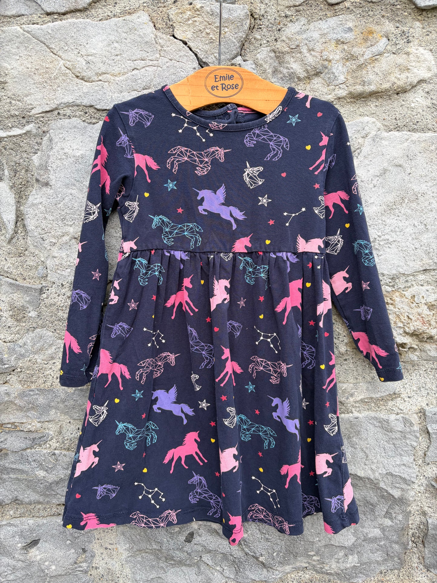Unicorns navy dress  2-3y (92-98cm)