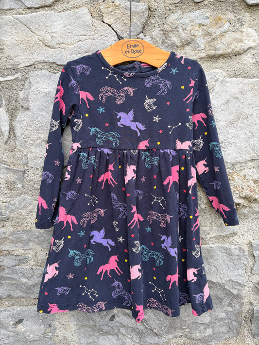 Unicorns navy dress  2-3y (92-98cm)