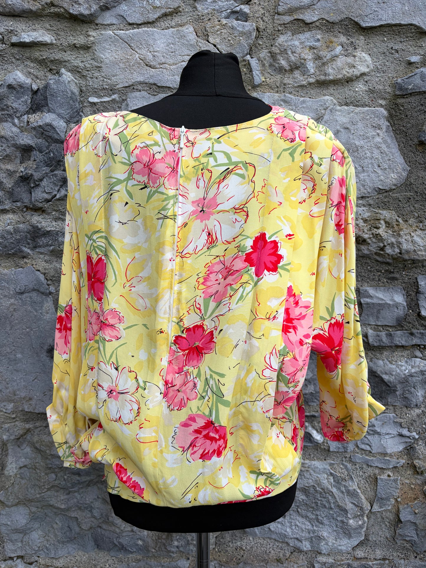 80s flowers yellow top uk 12-14
