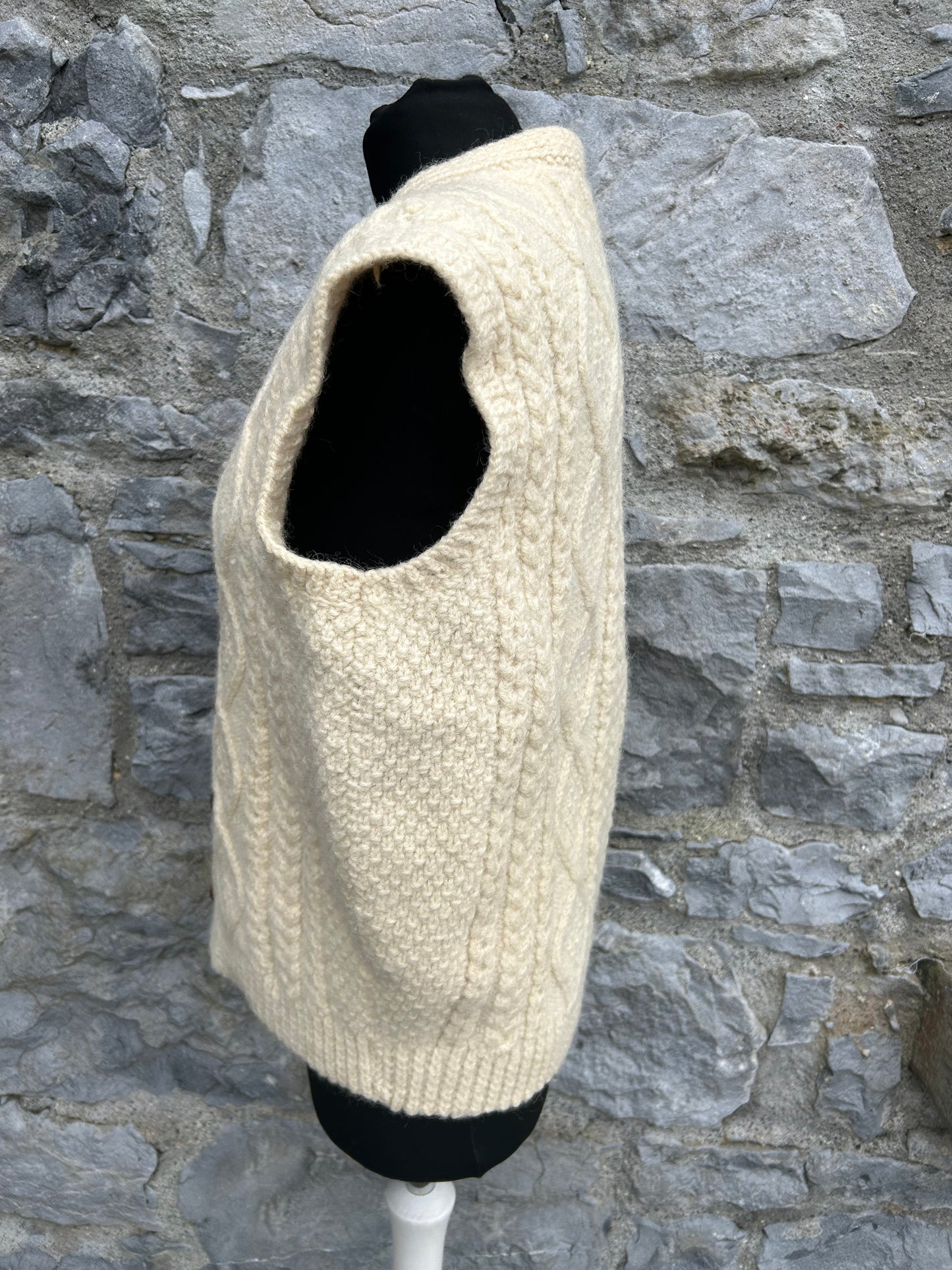 90s cream Aran style gilet uk 12
