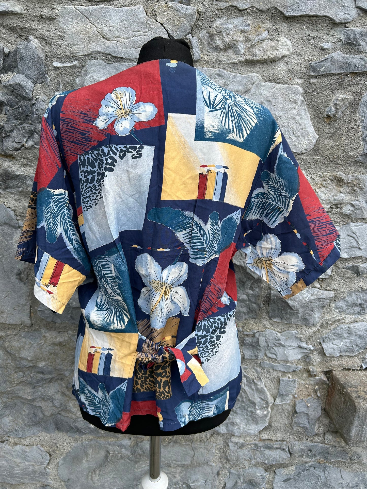 80s patchwork blue shirt uk 12