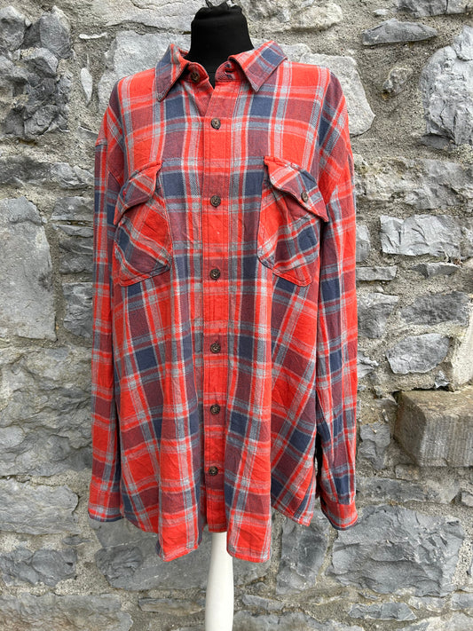 90s orange check flannel shirt  XL/XXL