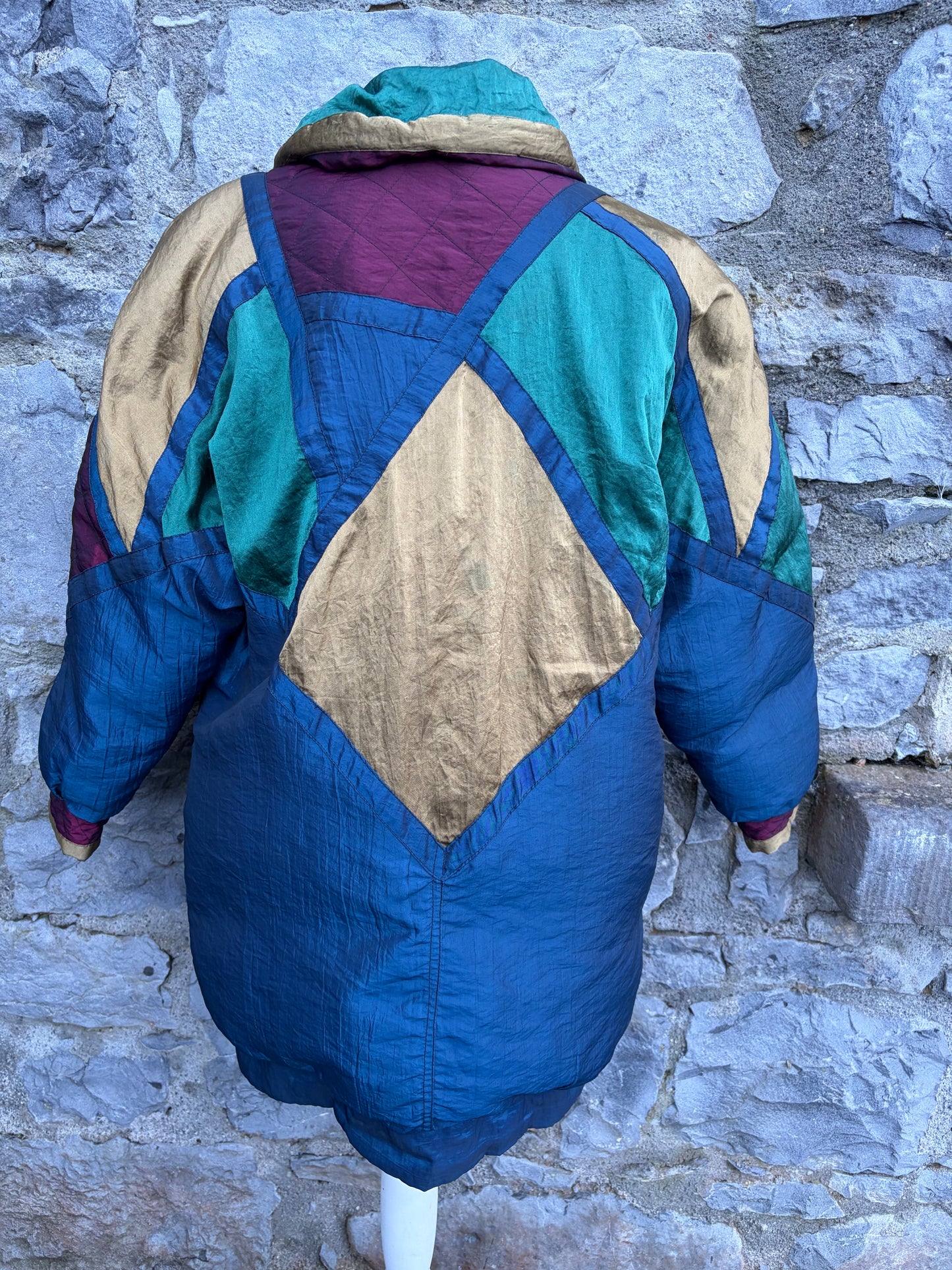 80s teal&gold winter jacket uk 12-14