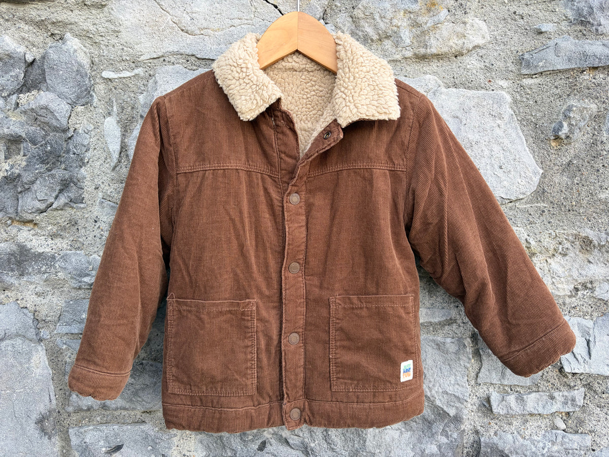 Brown cord fleece-lined reversible jacket 4-5y (104-110cm)