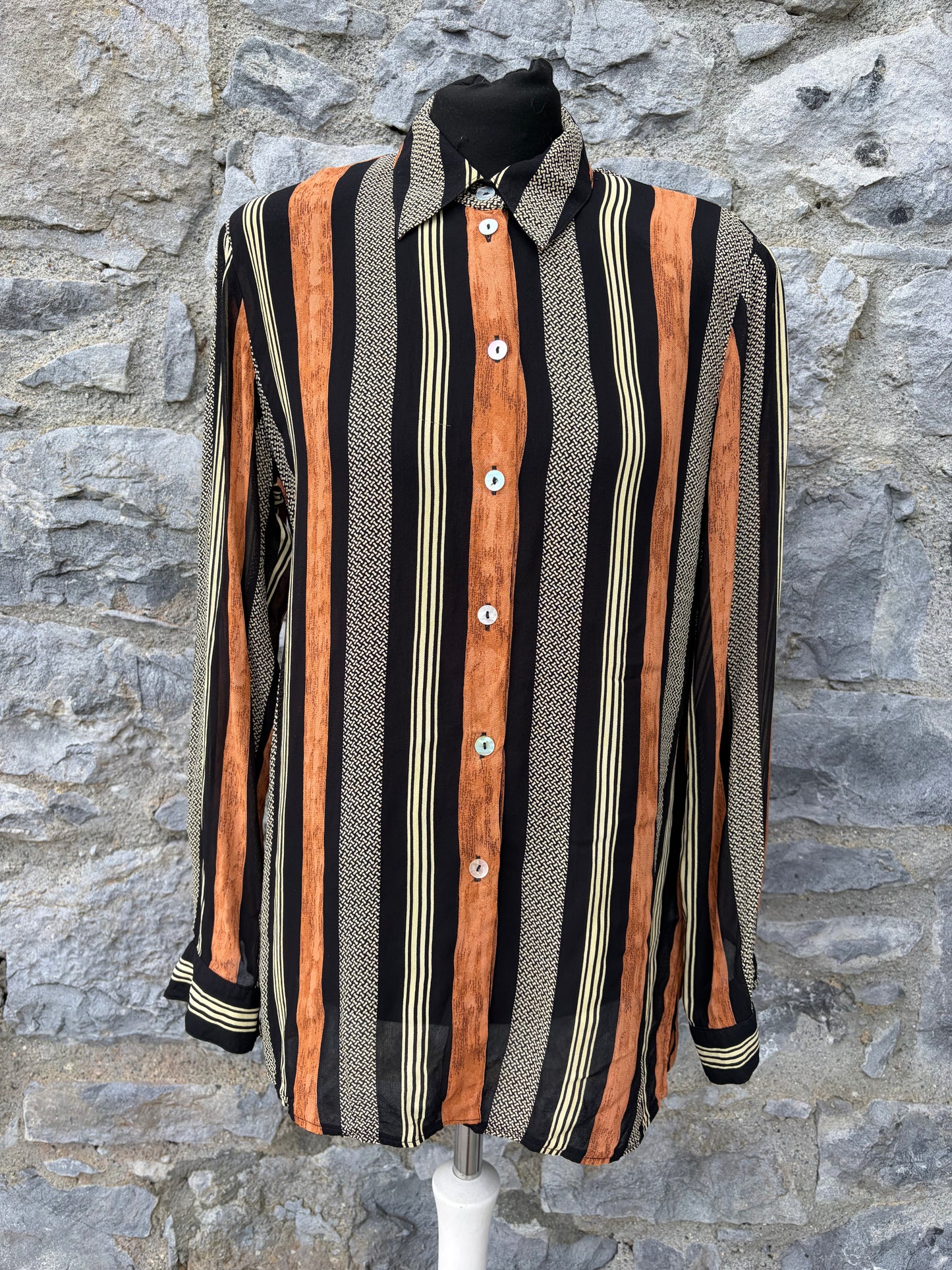 90s brown stripy shirt uk 10-12