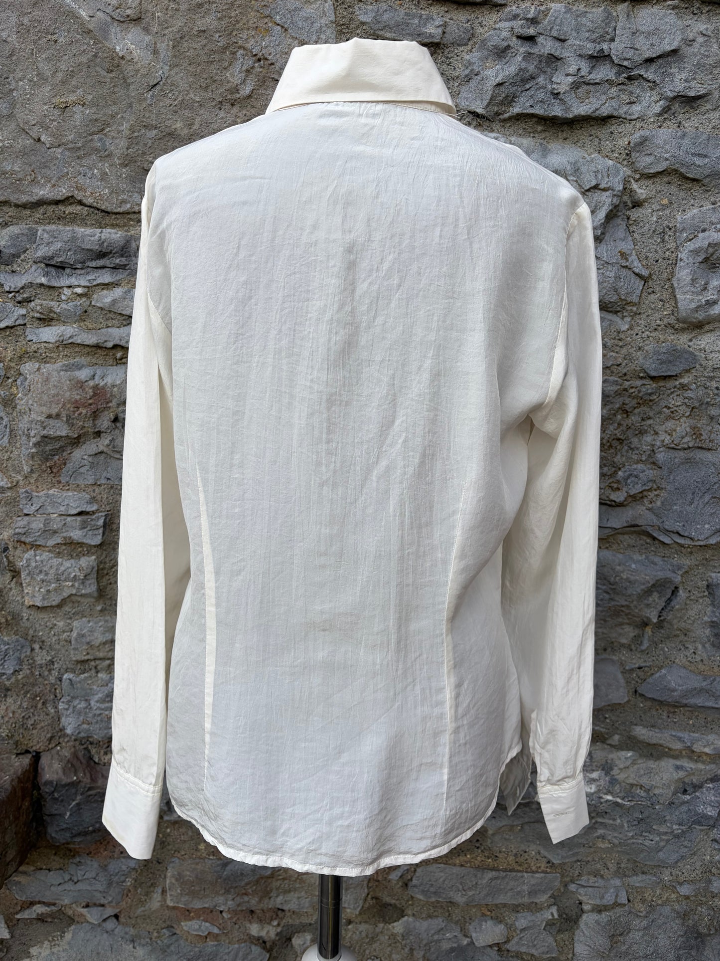 90s ecru silk blouse uk 10-12