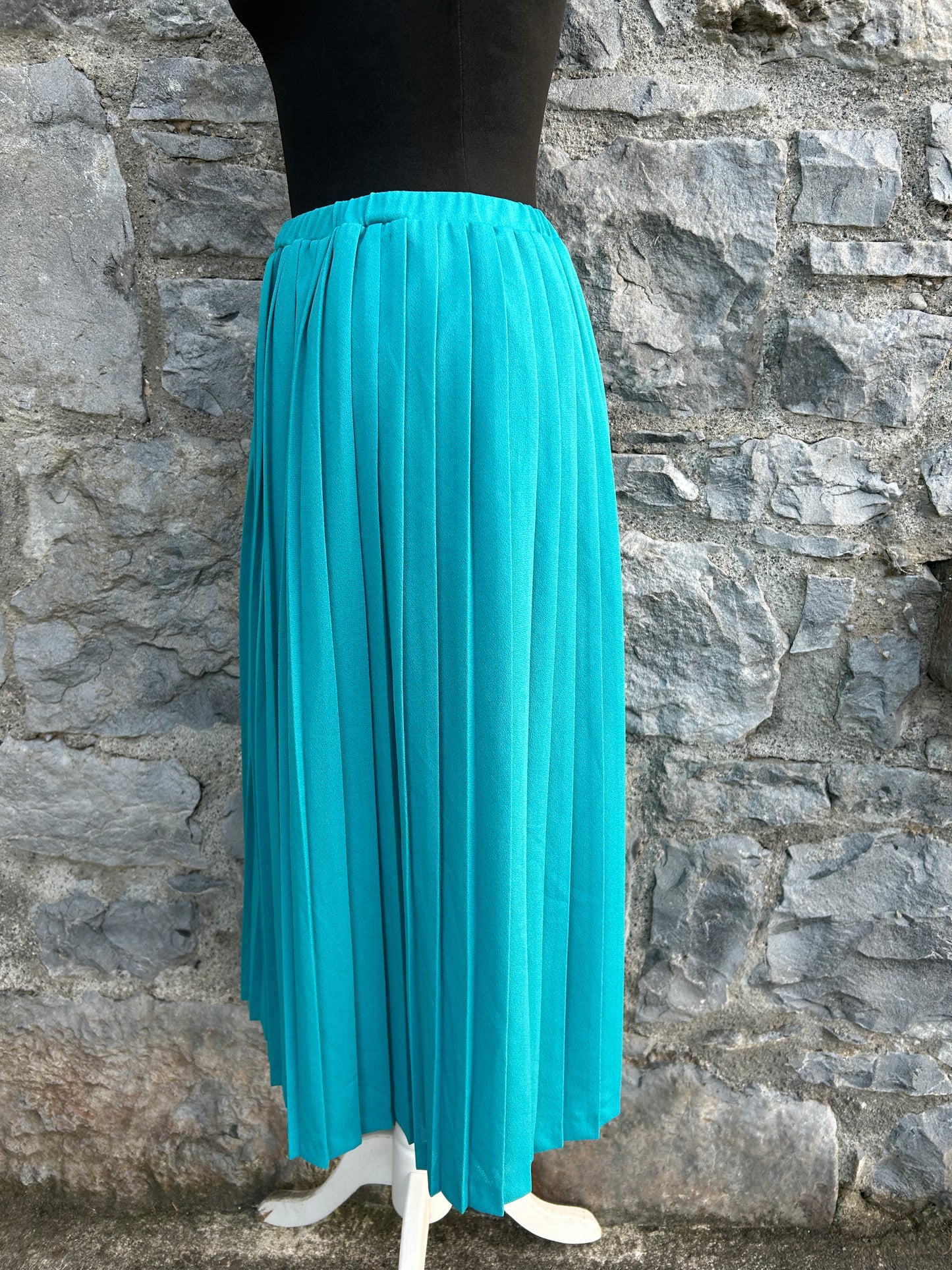 80s teal pleated skirt uk 10-12