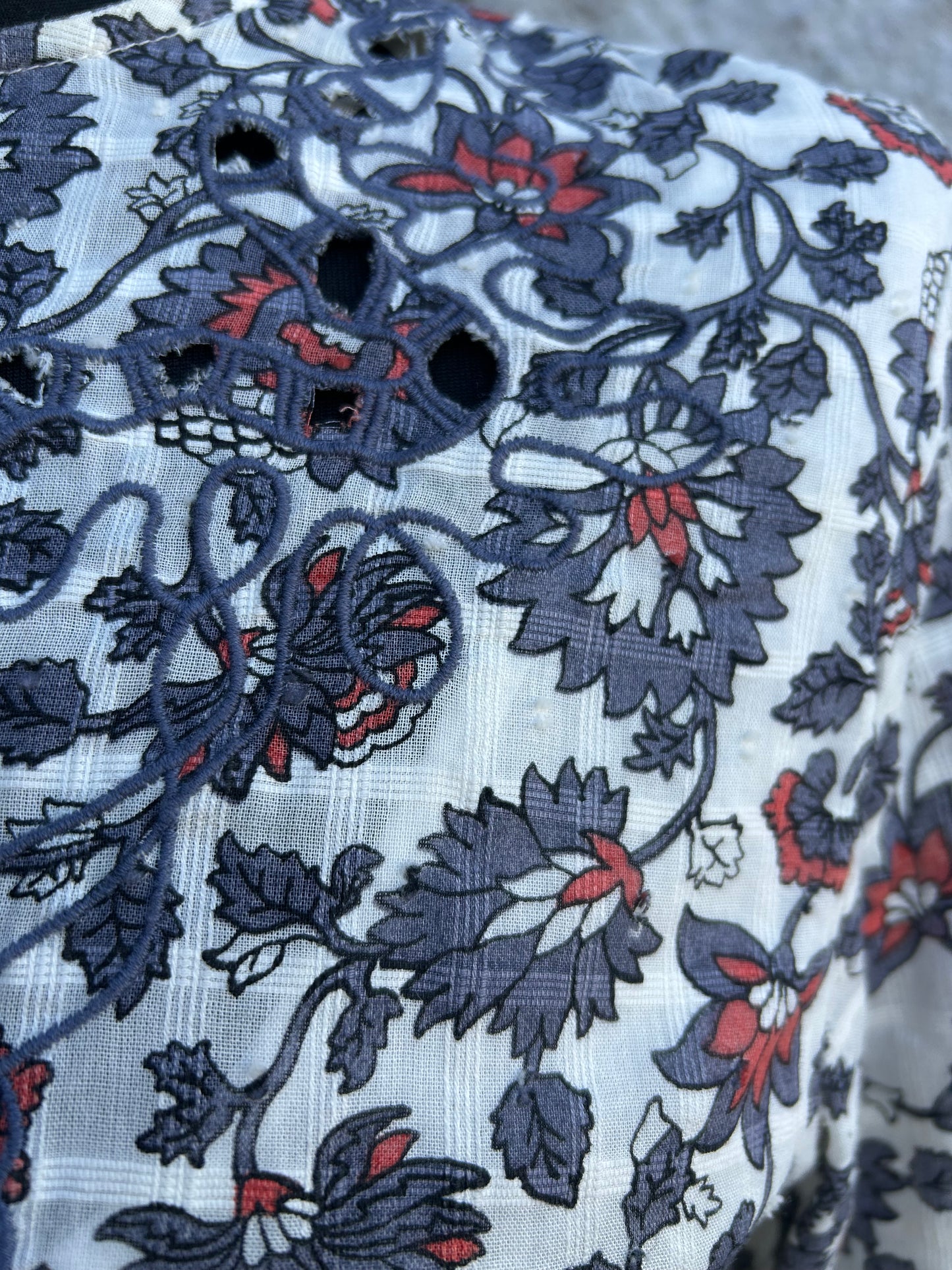 Grey botanic print cream dress  uk 8