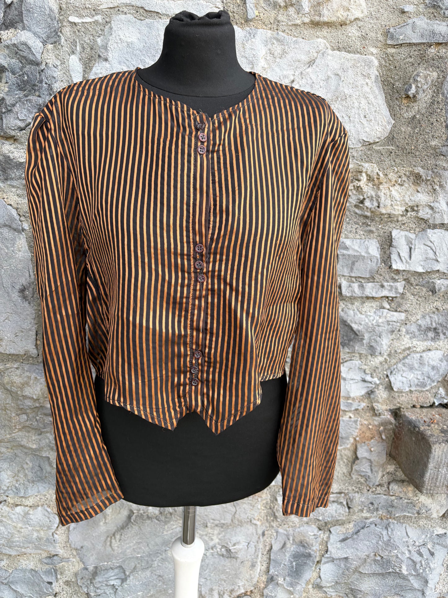 80s brown&gold stripy blouse uk 10