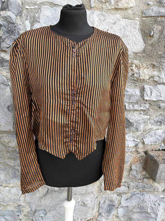 80s brown&gold stripy blouse uk 10