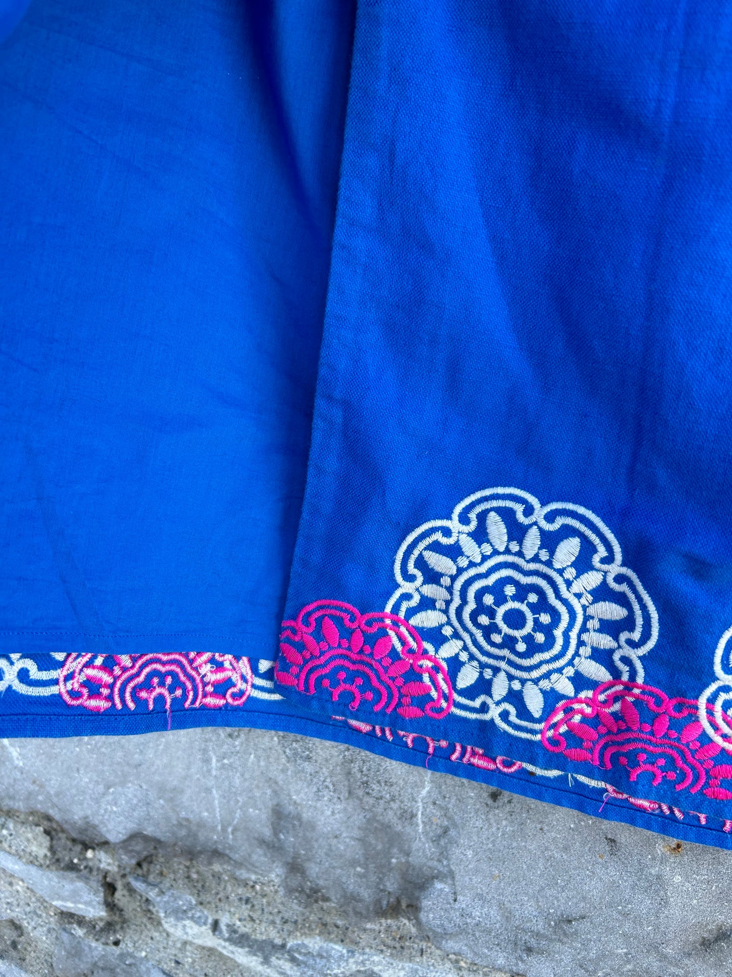 Embroidered blue linen wrap skirt uk 14-16