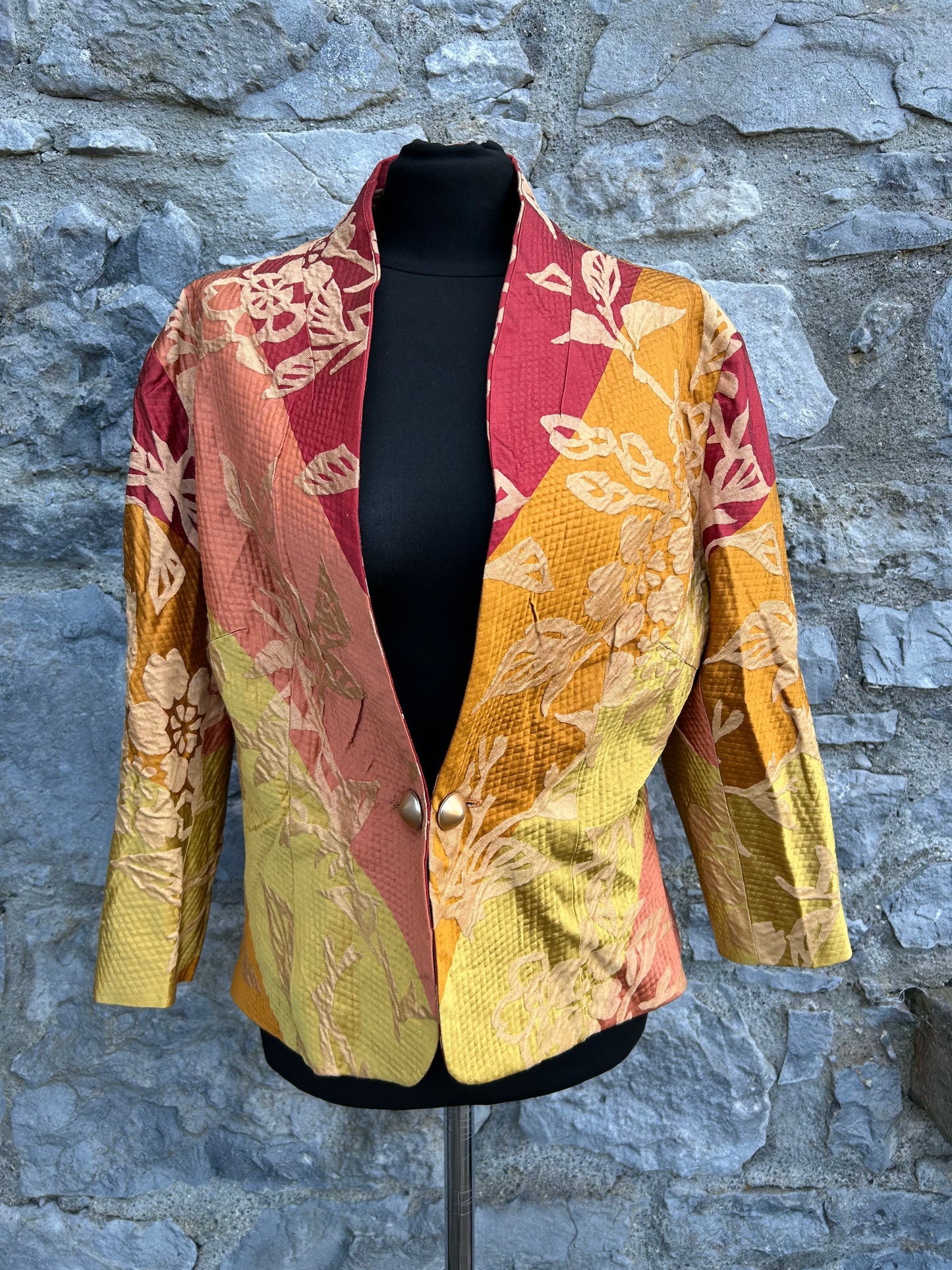 90s Red&orange floral jacket uk 12-14