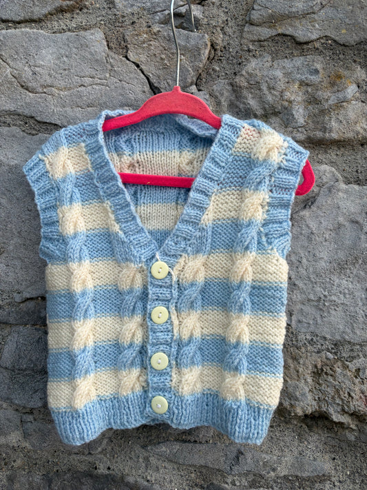 Blue&white cable knit gilet  9-12m (74-80cm)