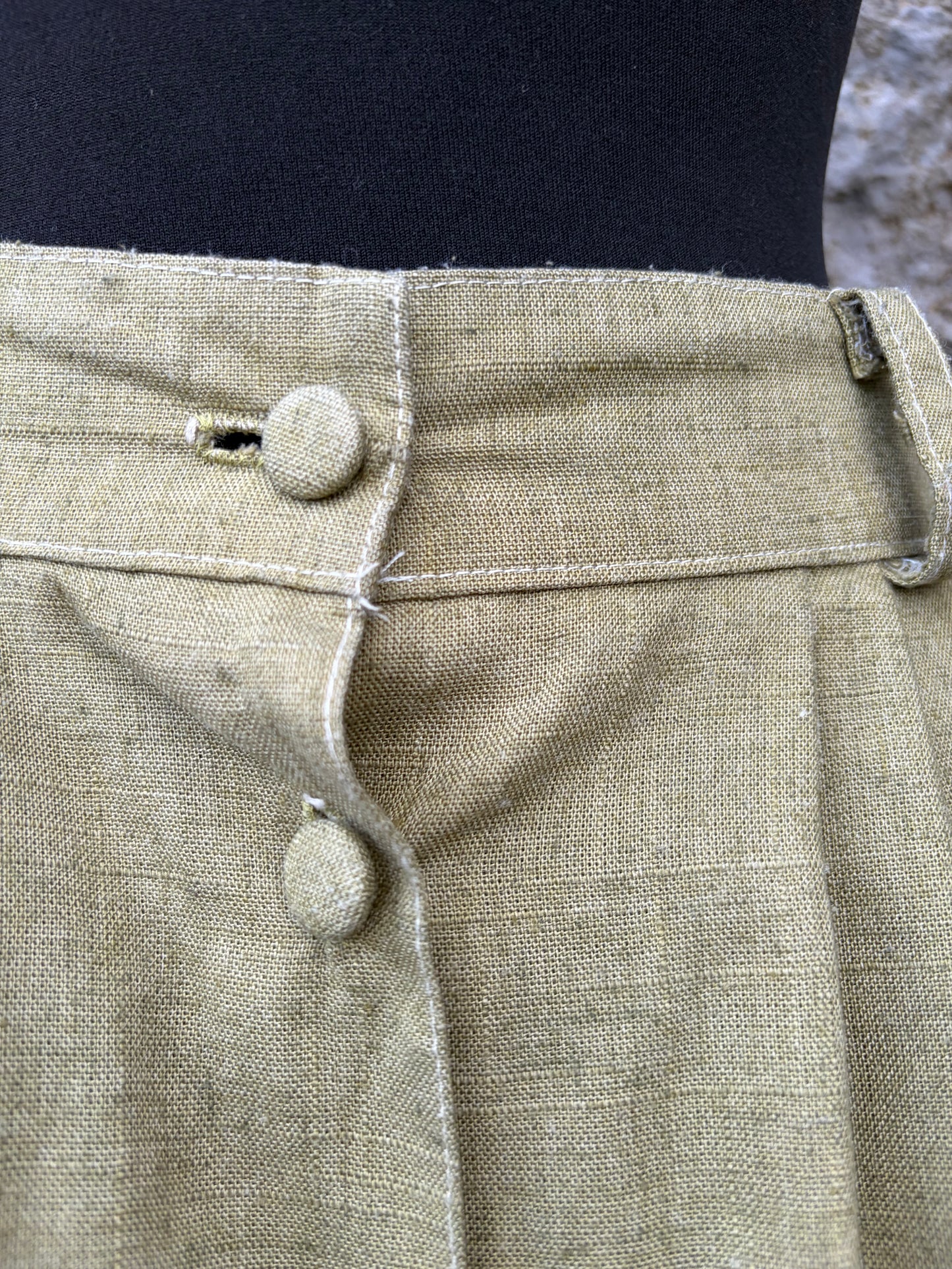 80s khaki button up skirt uk 8-10