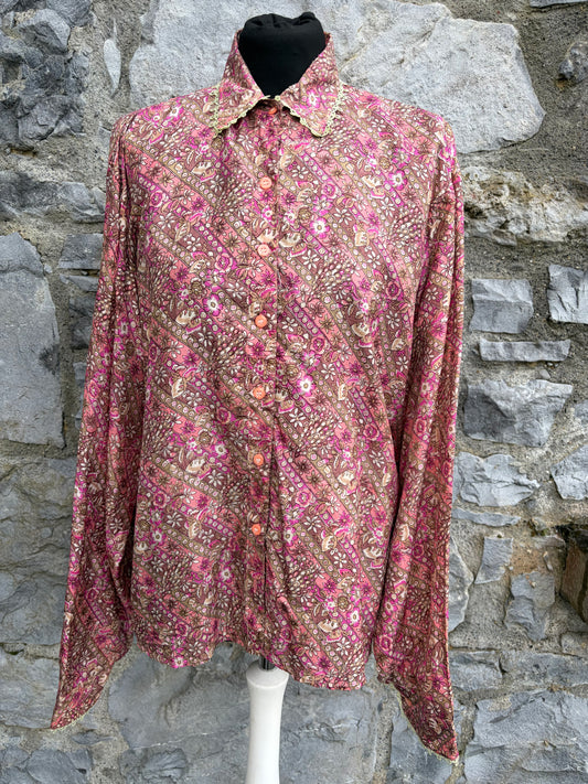 80s pink floral blouse uk 14