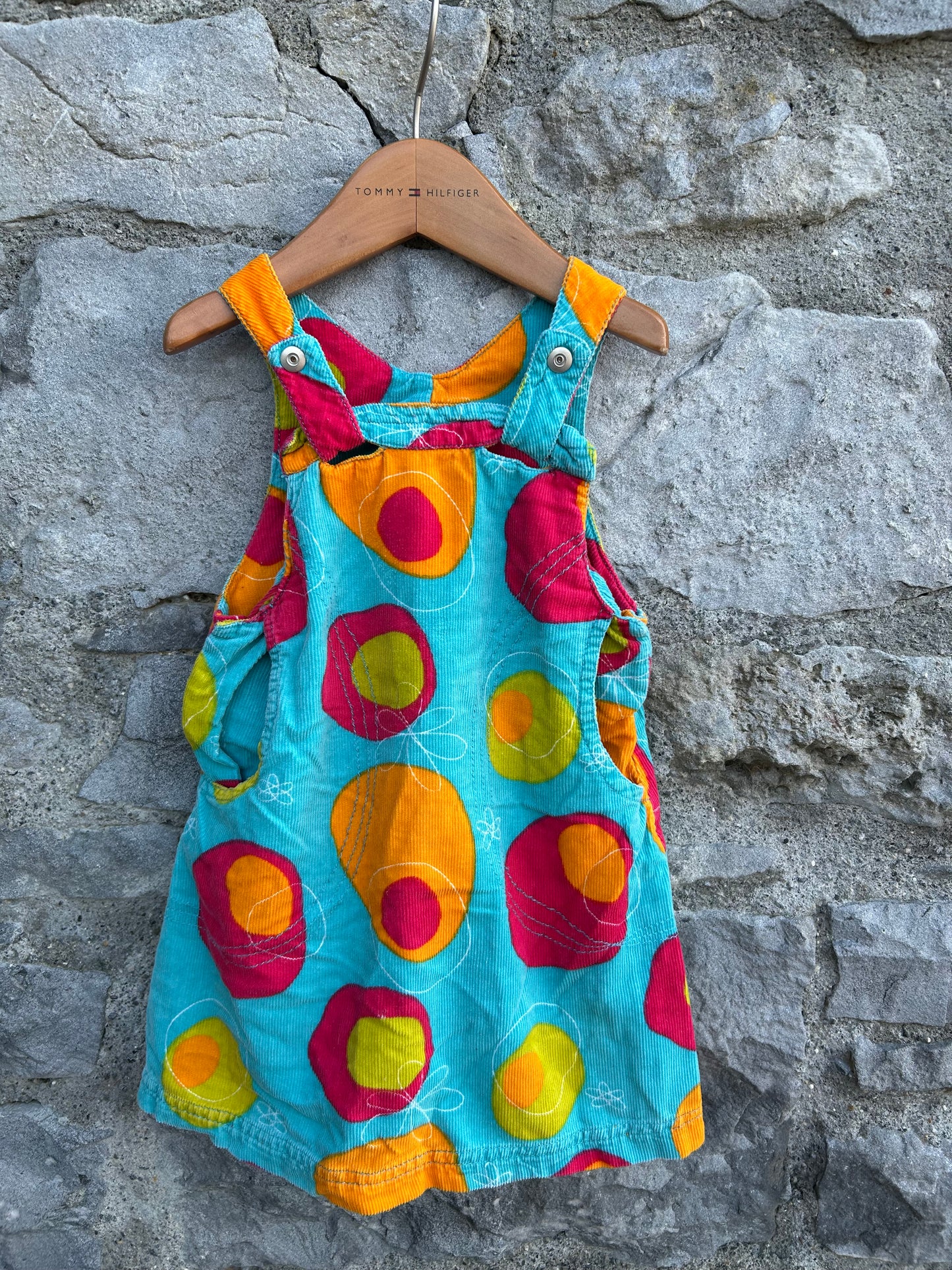 Mega dots blue cord pinafore  12-18m (80-86cm)