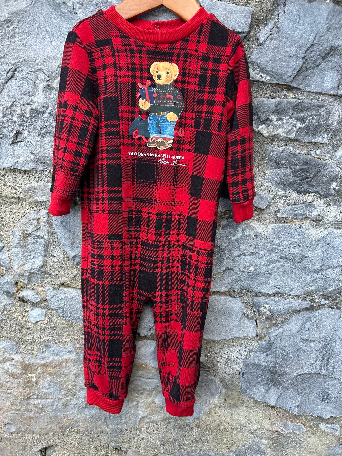 RL Red check sweat onesie  9-12m (74-80cm)