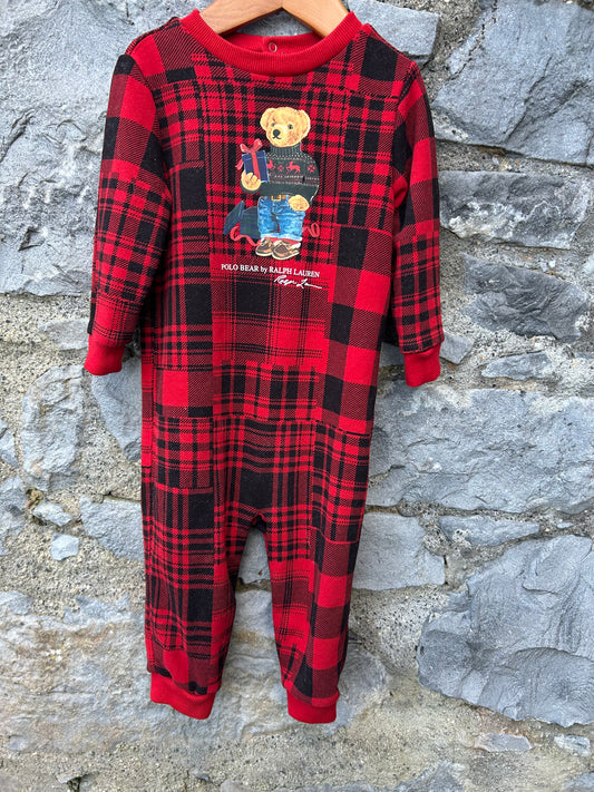 RL Red check sweat onesie  9-12m (74-80cm)