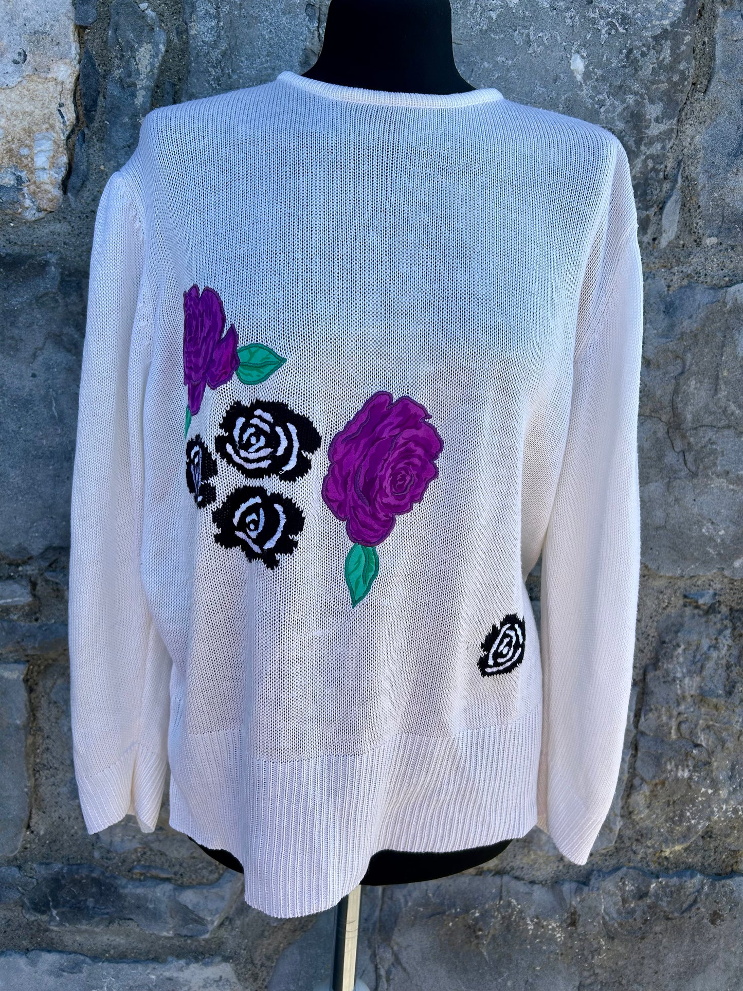 90s roses cream jumper uk 14