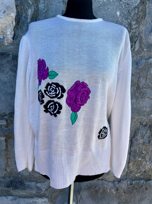 90s roses cream jumper uk 14