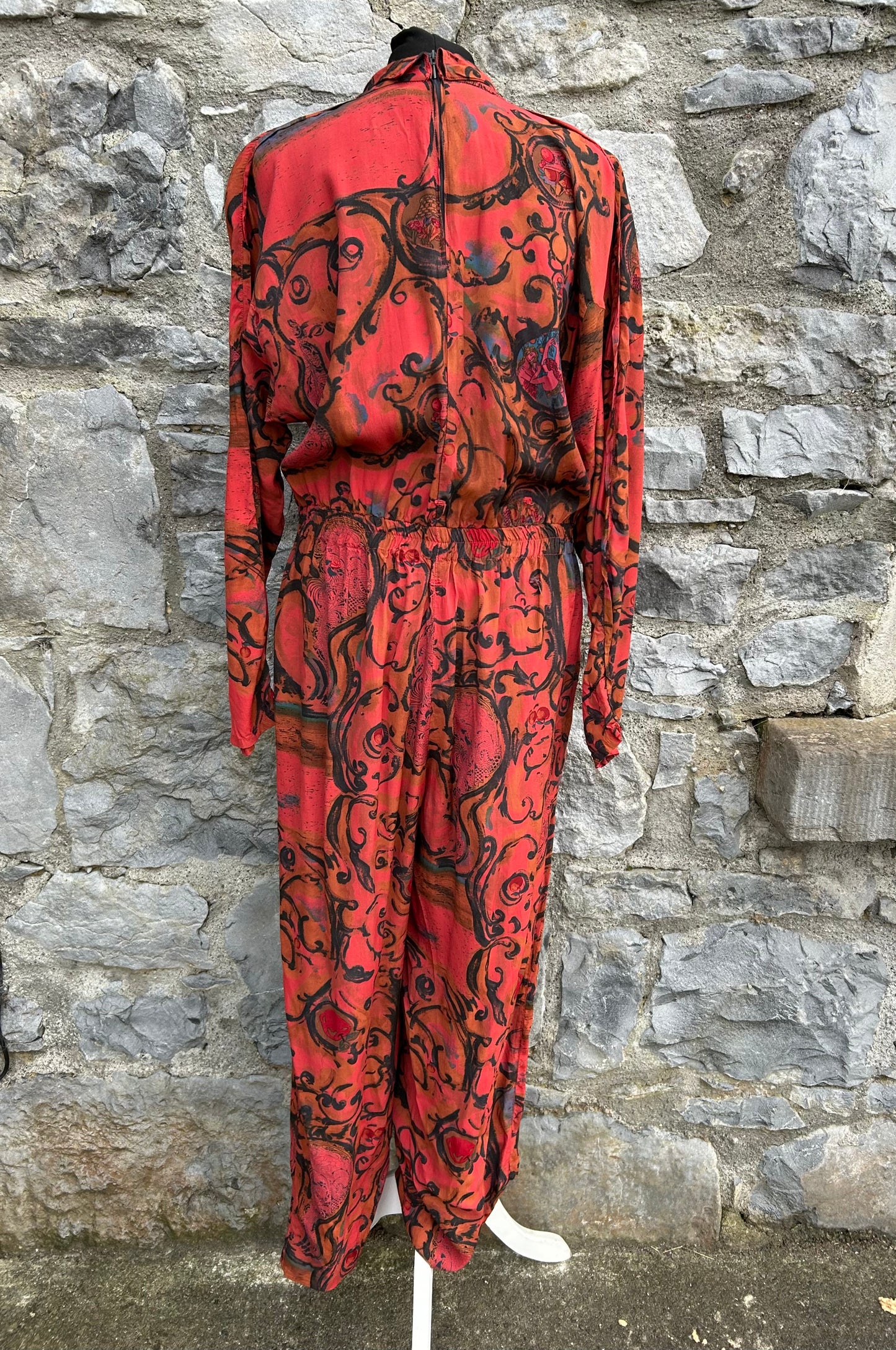 80s rusty abstract jumpsuit uk 12-14