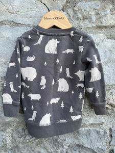 Woodland animals grey sweatshirt   12-18m (80-86cm)