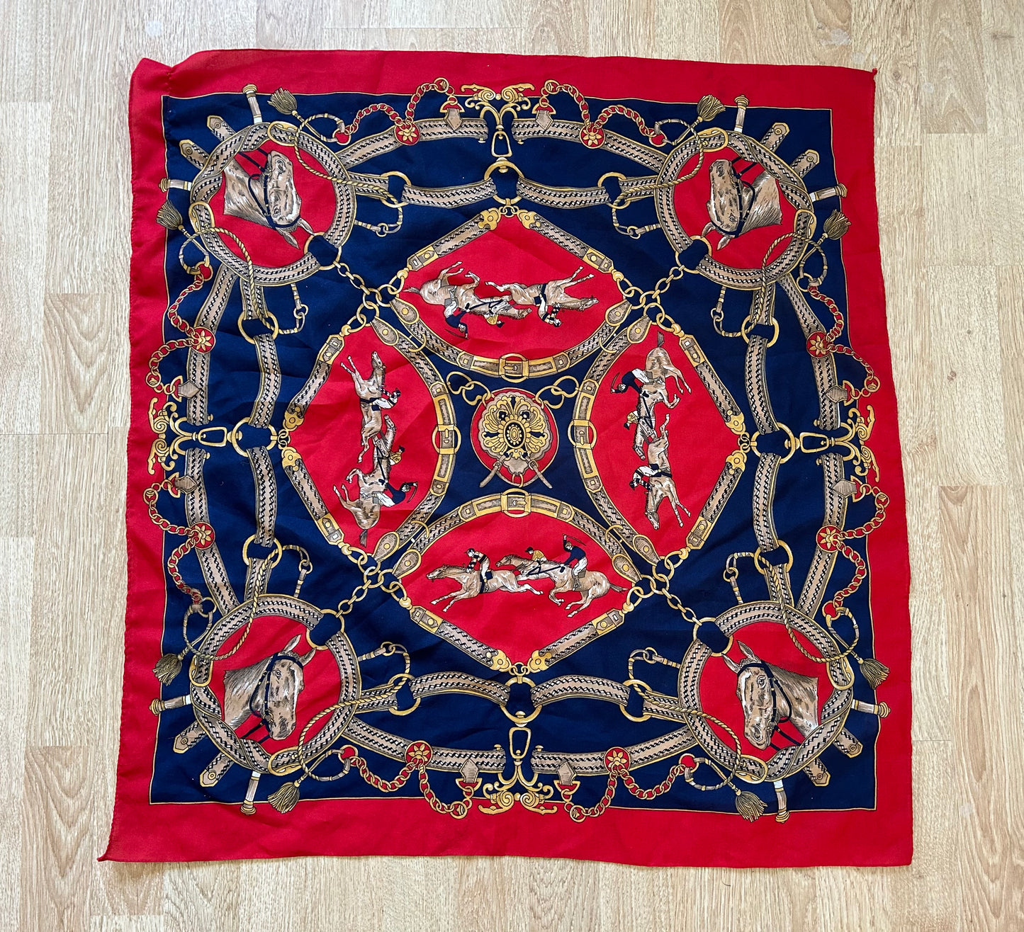 Navy&red horses scarf