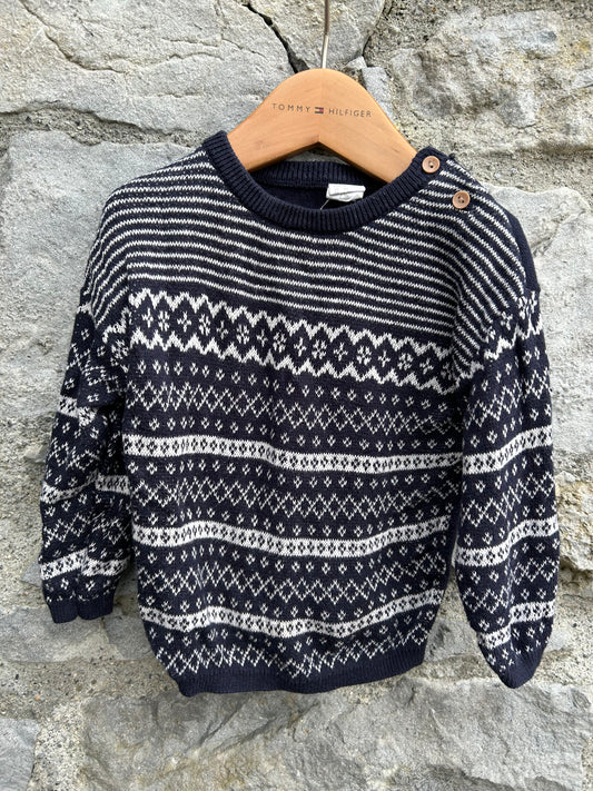 Navy geometric jumper  6-9m (68-74cm)