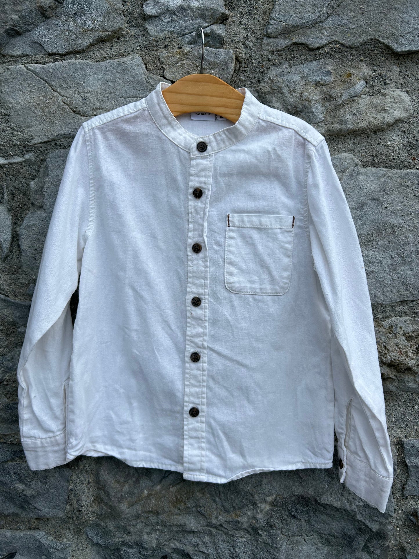 White grandpa collar shirt   5-6y (110-116cm)