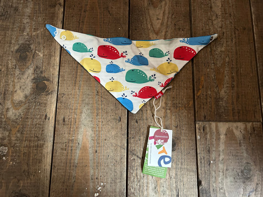 Reversible whale/stripy bib
