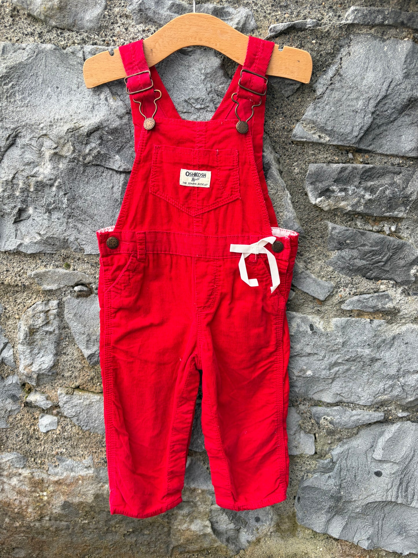 Y2K red cord dungarees  9-12m (74-80cm)