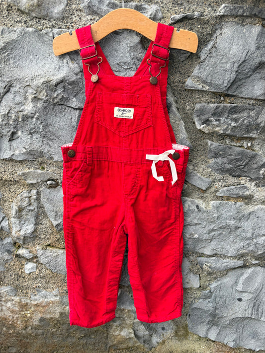 Y2K red cord dungarees  9-12m (74-80cm)