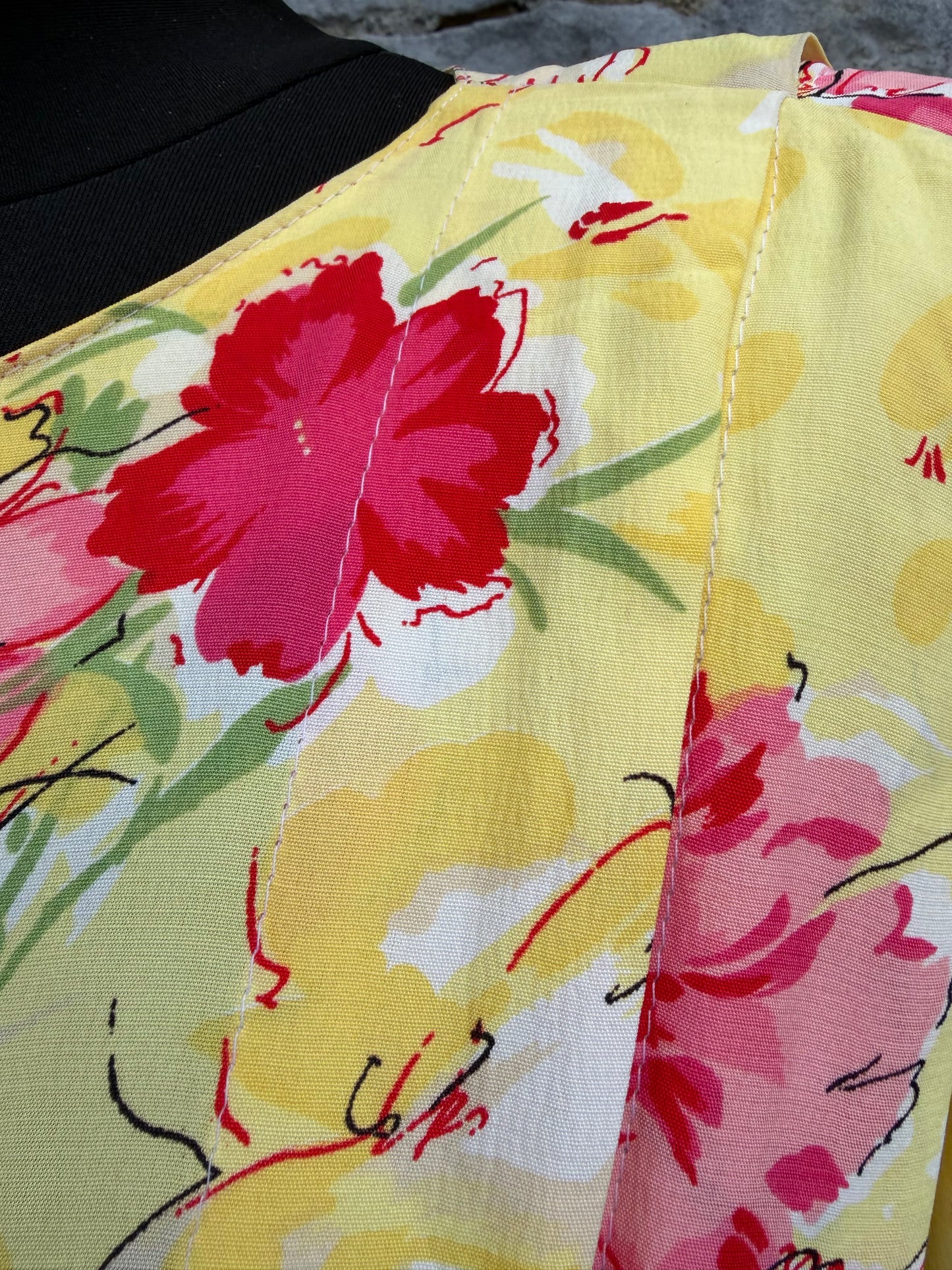 80s flowers yellow top uk 12-14