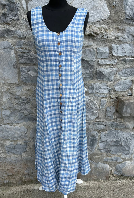 90s blue check dress uk 8-10
