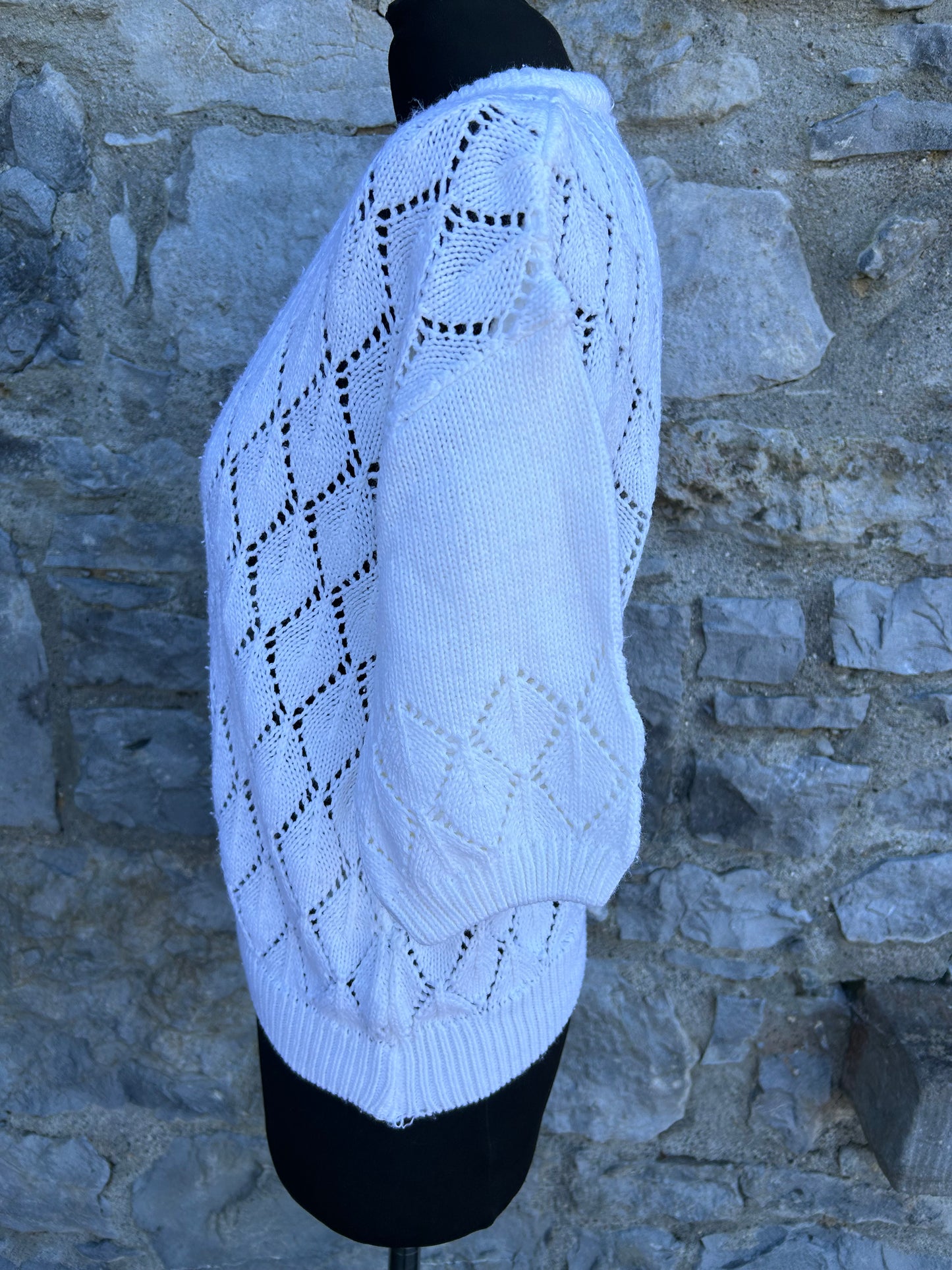 90s white diamond knitted top uk 14-16