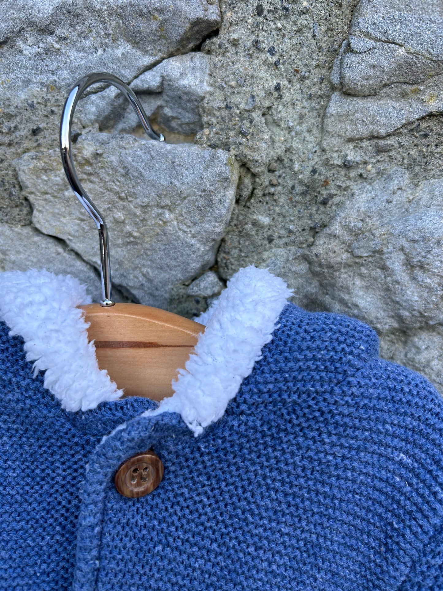Blue fleece lined hooded cardigan  12m (80cm)