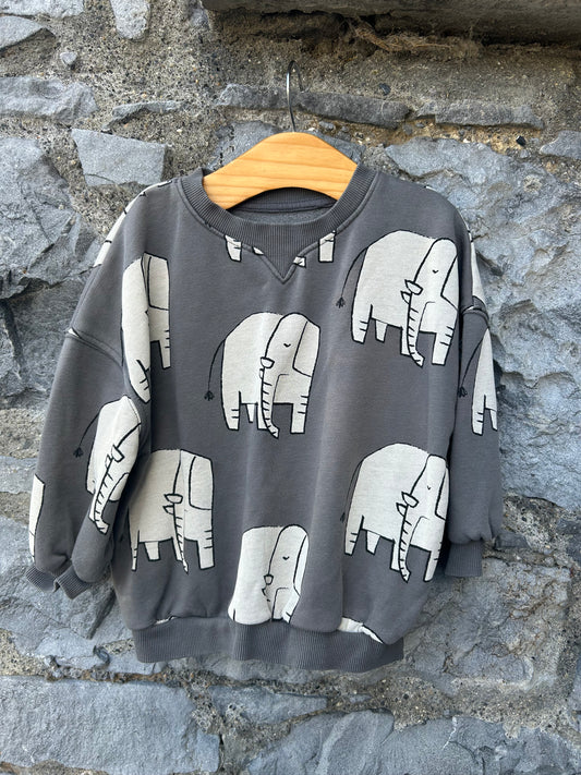 Elephants charcoal sweatshirt 18-24m (86-92cm)