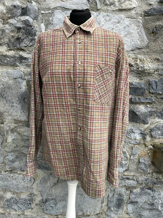 90s brown check flannel shirt Large