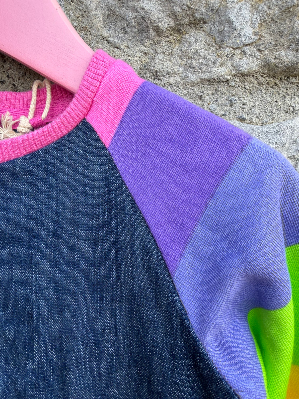 Rainbow sleeves denim dress 2-3y (92-98cm)