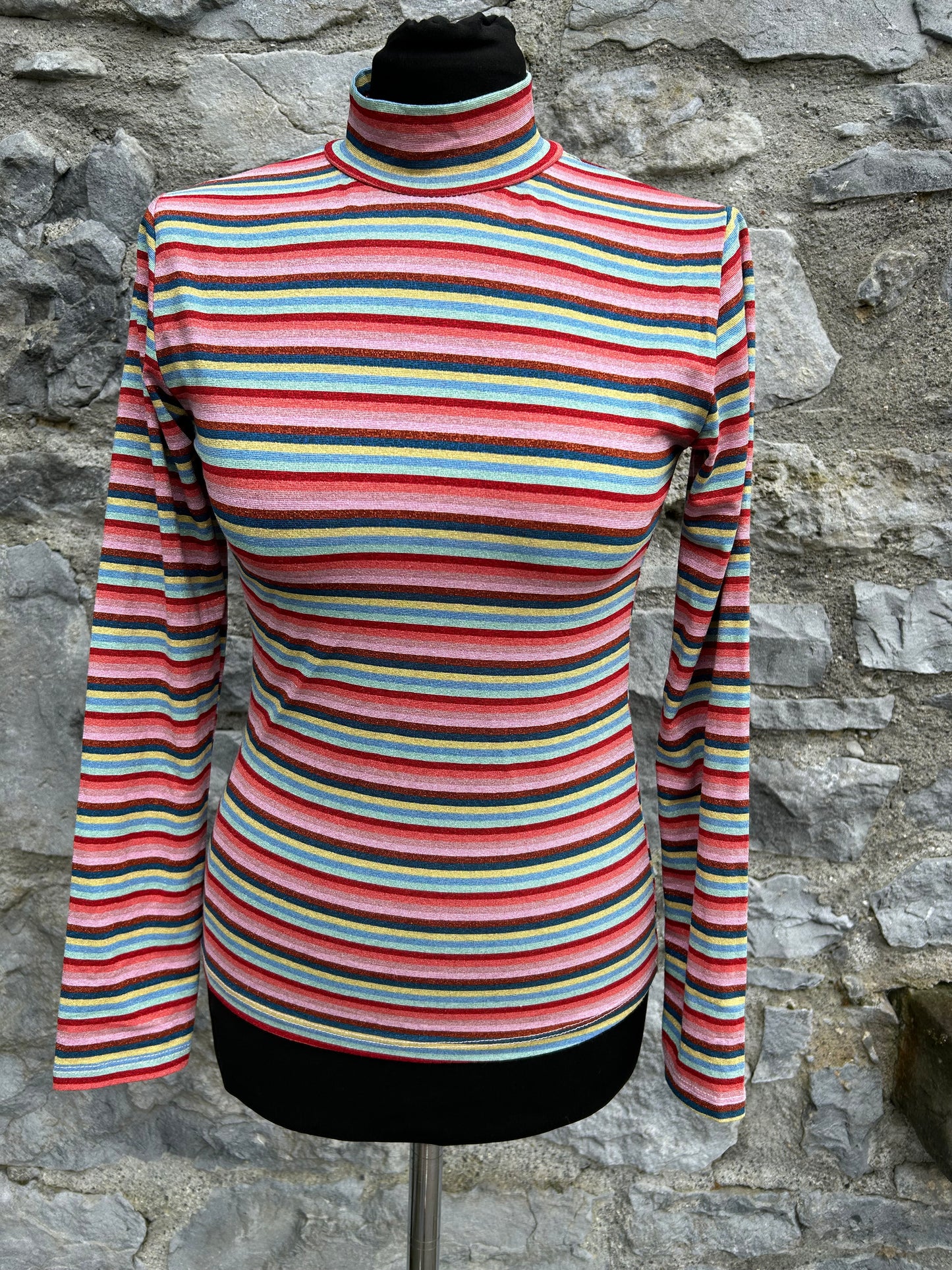 Stripy sparkly turtle neck top uk 10