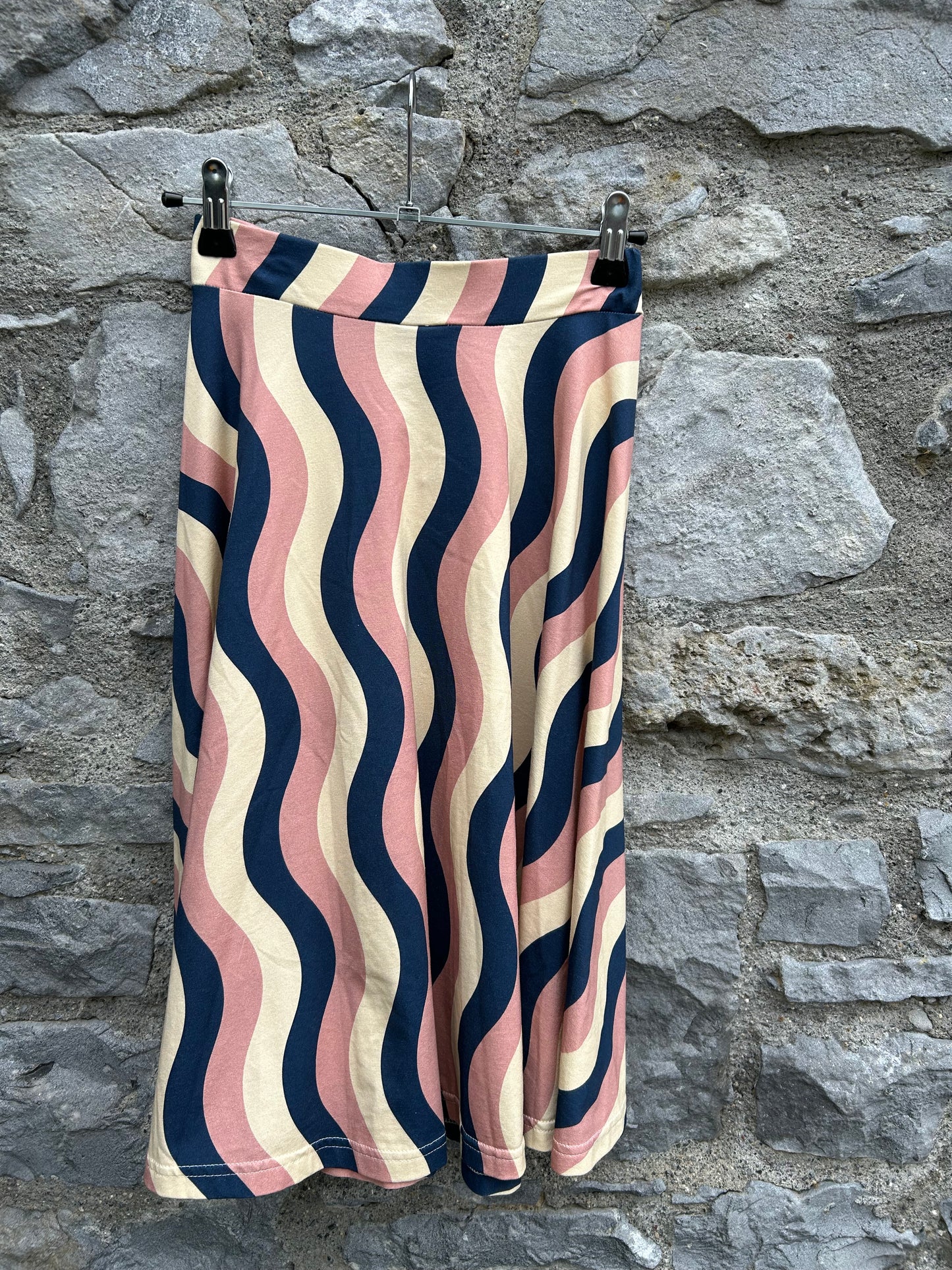 Pink&navy waves midi skirt  8-9y (128-134cm)