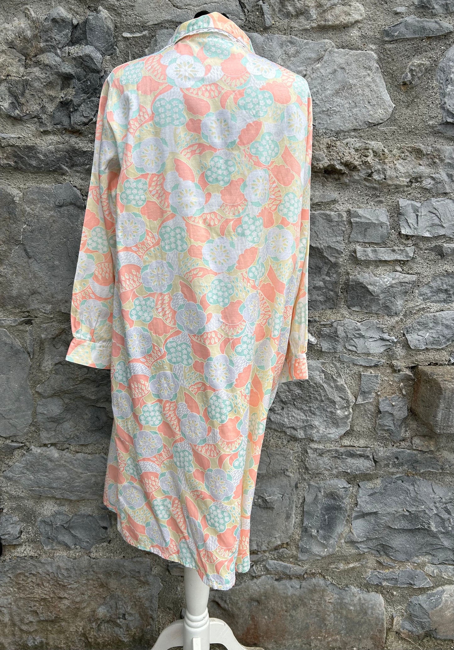 80s floral orange night dress uk 12