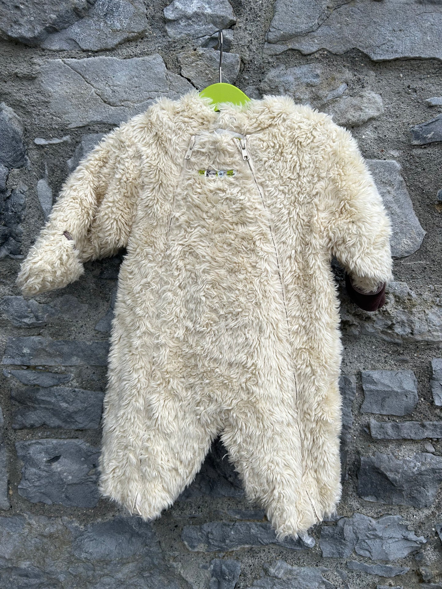 Beige furry pram suit  3-6m (62-68cm)